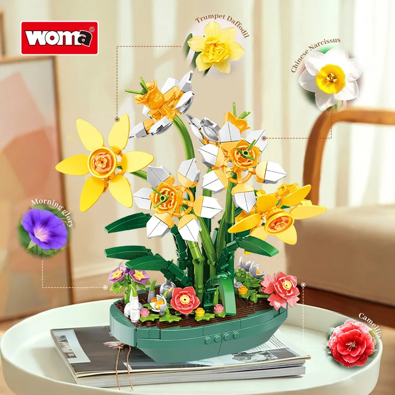 Plant Parent Pot - Klocki konstrukcyjne w kształcie narcyzów, symulowane